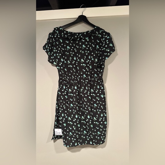 ASOS DESIGN lace trim ruffle bodice mini tea dress in black ditsy - Picture 7 of 7